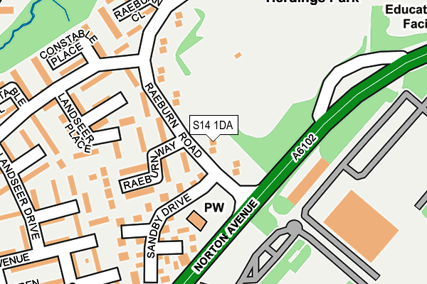 S14 1DA map - OS OpenMap – Local (Ordnance Survey)