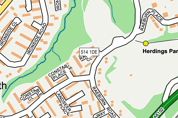 S14 1DE map - OS OpenMap – Local (Ordnance Survey)