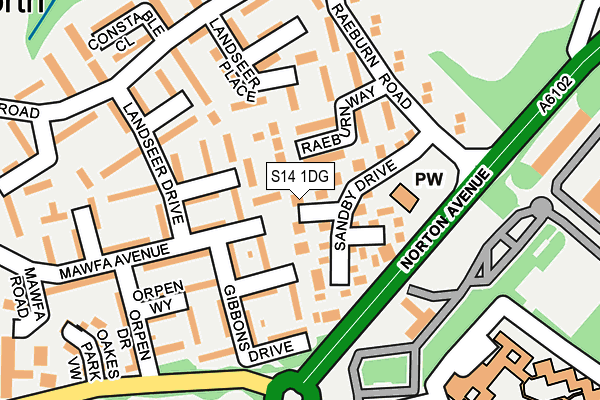 S14 1DG map - OS OpenMap – Local (Ordnance Survey)