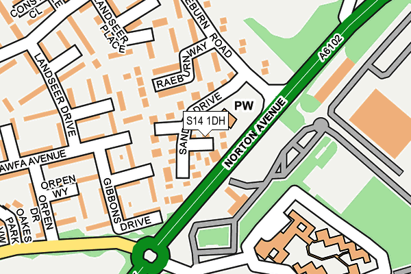 S14 1DH map - OS OpenMap – Local (Ordnance Survey)