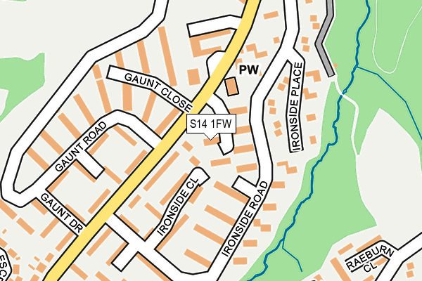 S14 1FW map - OS OpenMap – Local (Ordnance Survey)