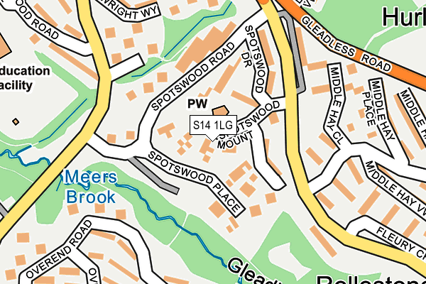 S14 1LG map - OS OpenMap – Local (Ordnance Survey)