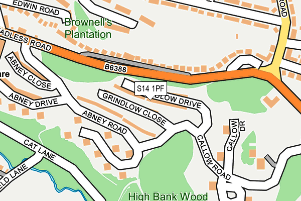 S14 1PF map - OS OpenMap – Local (Ordnance Survey)