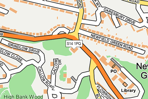 S14 1PQ map - OS OpenMap – Local (Ordnance Survey)
