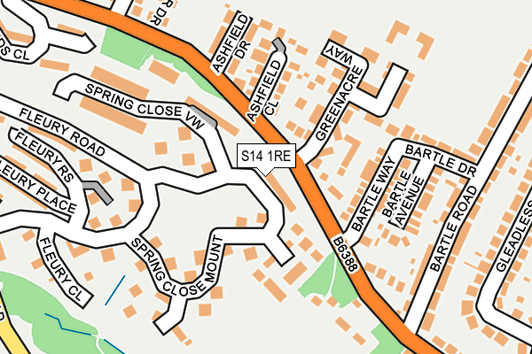 S14 1RE map - OS OpenMap – Local (Ordnance Survey)