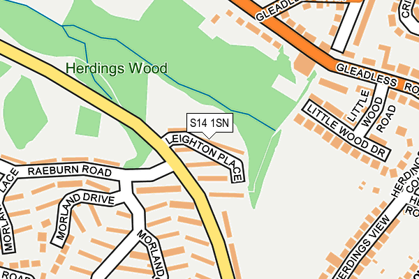 S14 1SN map - OS OpenMap – Local (Ordnance Survey)