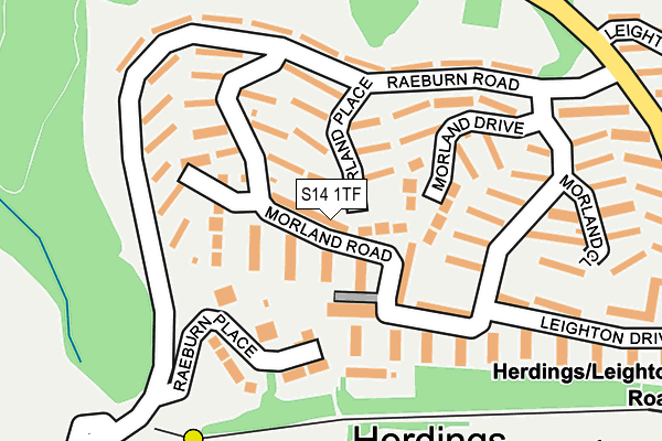 S14 1TF map - OS OpenMap – Local (Ordnance Survey)