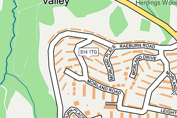 S14 1TG map - OS OpenMap – Local (Ordnance Survey)