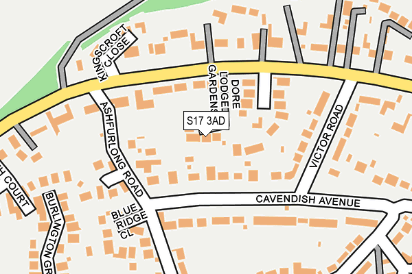 S17 3AD map - OS OpenMap – Local (Ordnance Survey)