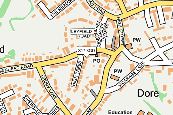 S17 3GD map - OS OpenMap – Local (Ordnance Survey)