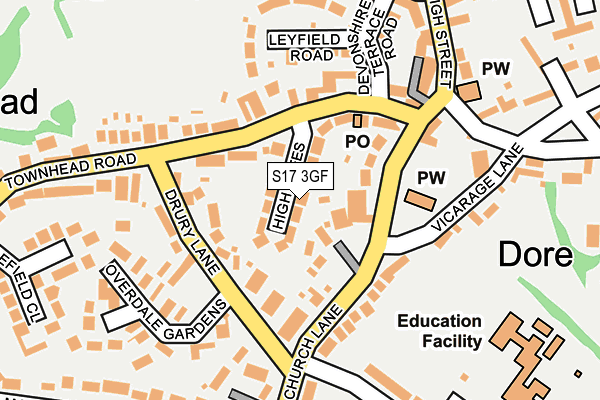 S17 3GF map - OS OpenMap – Local (Ordnance Survey)