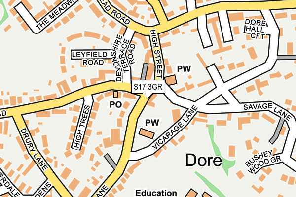 S17 3GR map - OS OpenMap – Local (Ordnance Survey)