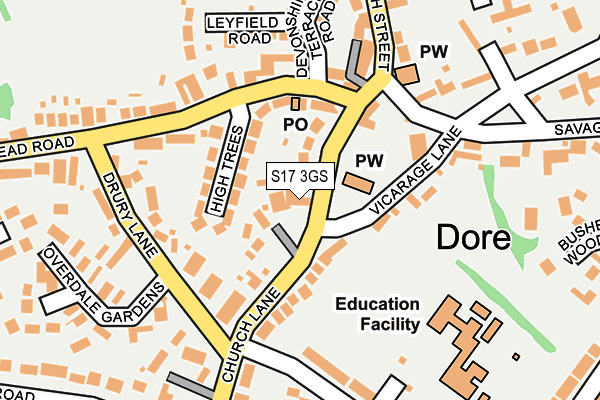 S17 3GS map - OS OpenMap – Local (Ordnance Survey)