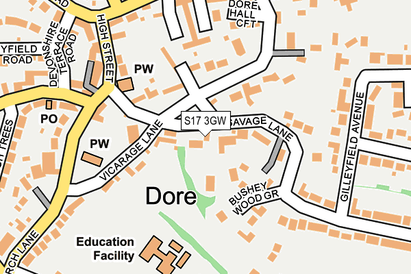 S17 3GW map - OS OpenMap – Local (Ordnance Survey)