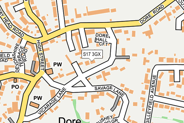 S17 3GX map - OS OpenMap – Local (Ordnance Survey)