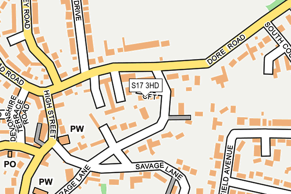 S17 3HD map - OS OpenMap – Local (Ordnance Survey)