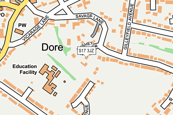 S17 3JZ map - OS OpenMap – Local (Ordnance Survey)
