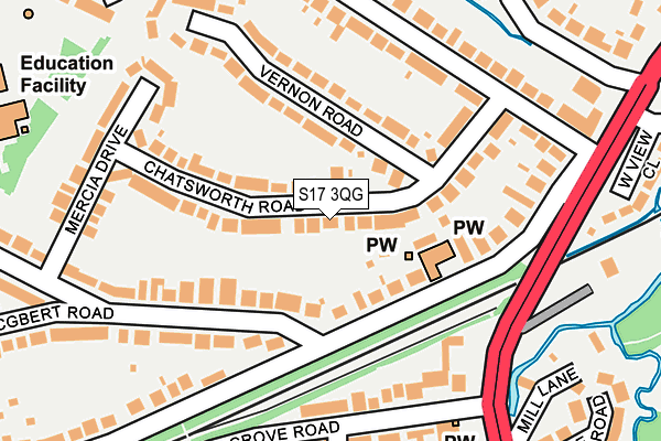 S17 3QG map - OS OpenMap – Local (Ordnance Survey)