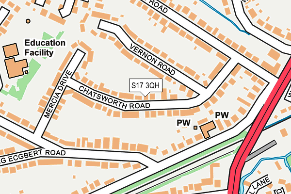 S17 3QH map - OS OpenMap – Local (Ordnance Survey)