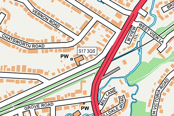 S17 3QS map - OS OpenMap – Local (Ordnance Survey)