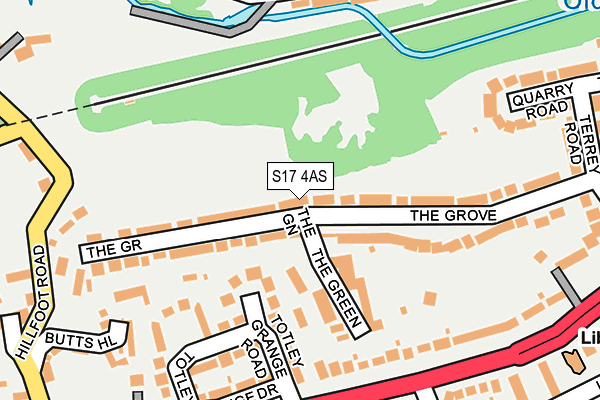 S17 4AS map - OS OpenMap – Local (Ordnance Survey)