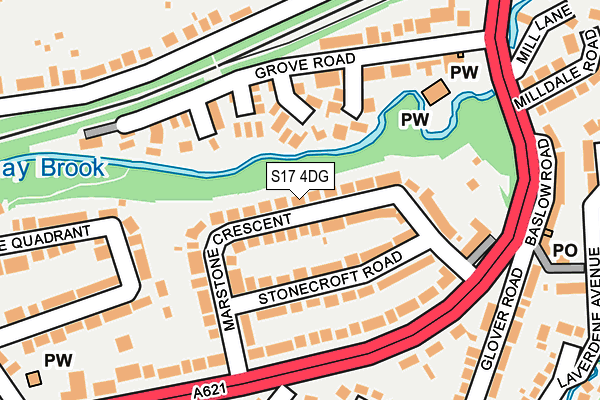 S17 4DG map - OS OpenMap – Local (Ordnance Survey)