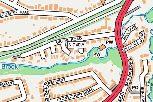 S17 4DW map - OS OpenMap – Local (Ordnance Survey)