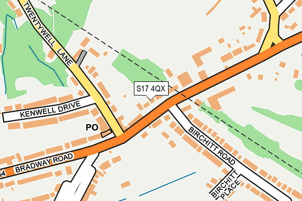 S17 4QX map - OS OpenMap – Local (Ordnance Survey)