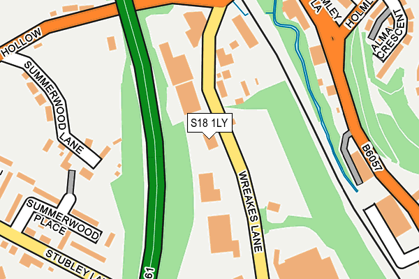 S18 1LY map - OS OpenMap – Local (Ordnance Survey)