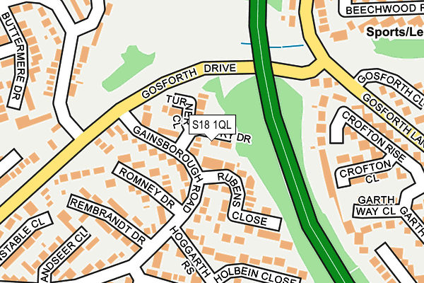 S18 1QL map - OS OpenMap – Local (Ordnance Survey)