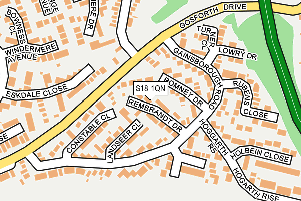 S18 1QN map - OS OpenMap – Local (Ordnance Survey)