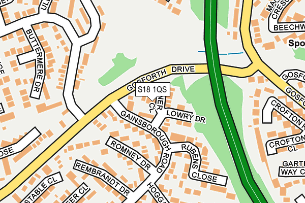 S18 1QS map - OS OpenMap – Local (Ordnance Survey)