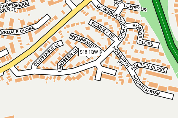 S18 1QW map - OS OpenMap – Local (Ordnance Survey)
