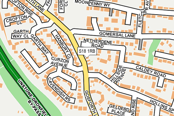 S18 1RB map - OS OpenMap – Local (Ordnance Survey)