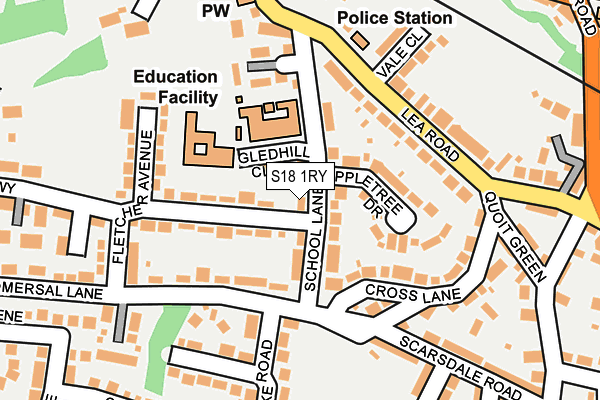 S18 1RY map - OS OpenMap – Local (Ordnance Survey)