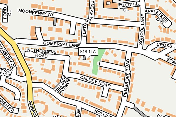 S18 1TA map - OS OpenMap – Local (Ordnance Survey)