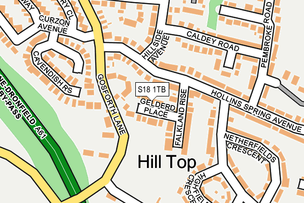 S18 1TB map - OS OpenMap – Local (Ordnance Survey)