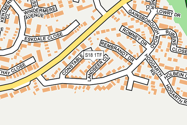 S18 1TF map - OS OpenMap – Local (Ordnance Survey)