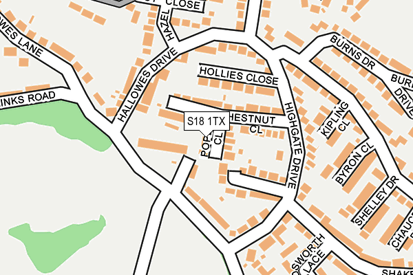 S18 1TX map - OS OpenMap – Local (Ordnance Survey)