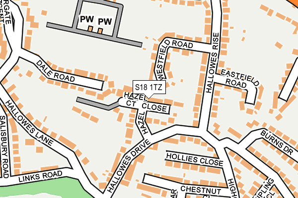 S18 1TZ map - OS OpenMap – Local (Ordnance Survey)