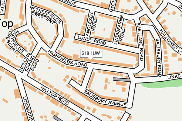 S18 1UW map - OS OpenMap – Local (Ordnance Survey)