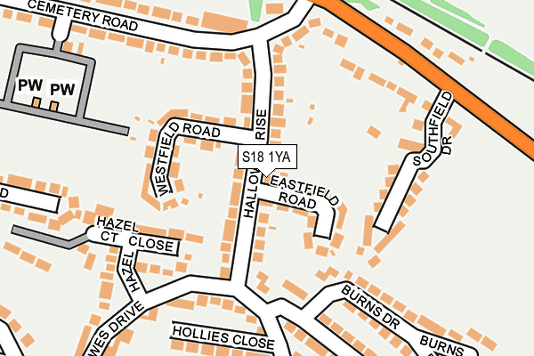 S18 1YA map - OS OpenMap – Local (Ordnance Survey)