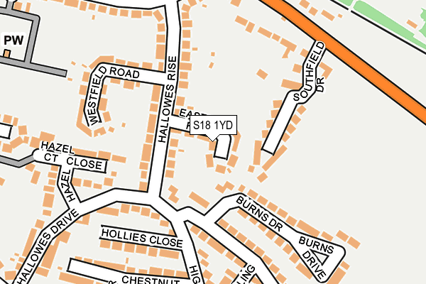 S18 1YD map - OS OpenMap – Local (Ordnance Survey)