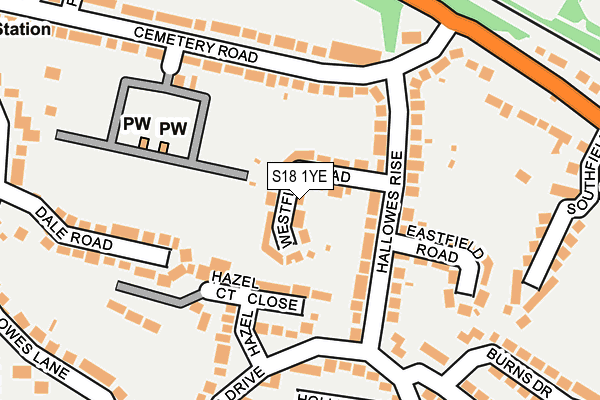 S18 1YE map - OS OpenMap – Local (Ordnance Survey)