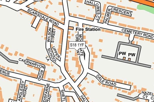 S18 1YF map - OS OpenMap – Local (Ordnance Survey)