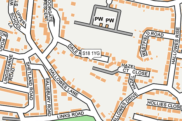 S18 1YG map - OS OpenMap – Local (Ordnance Survey)