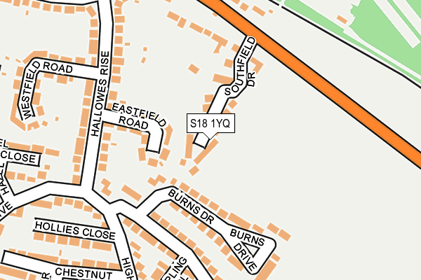 S18 1YQ map - OS OpenMap – Local (Ordnance Survey)