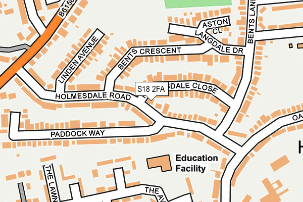 S18 2FA map - OS OpenMap – Local (Ordnance Survey)