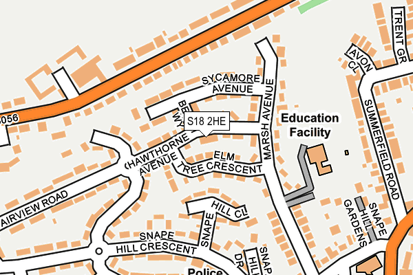 S18 2HE map - OS OpenMap – Local (Ordnance Survey)