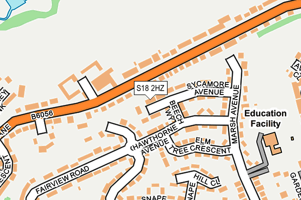 S18 2HZ map - OS OpenMap – Local (Ordnance Survey)